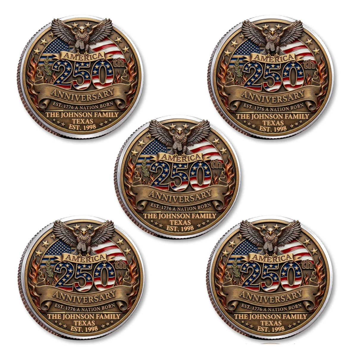 America 250th Anniversary Family Celebration - Personalized Custom Commemorative Keepsake Coin - Image 18