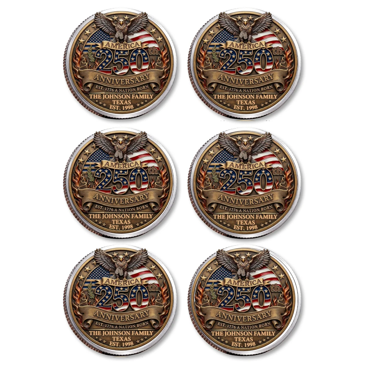 America 250th Anniversary Family Celebration - Personalized Custom Commemorative Keepsake Coin - Image 19