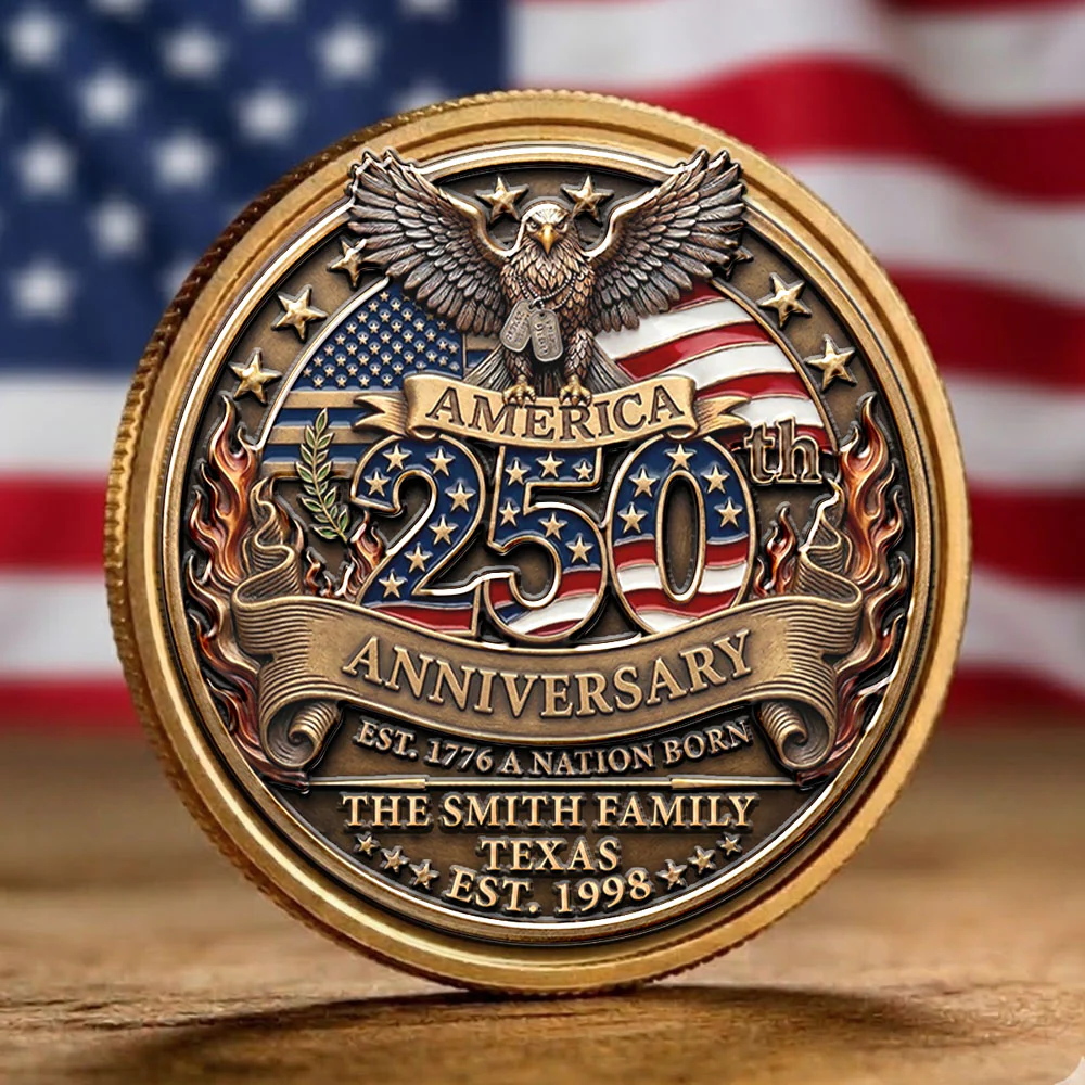 America 250th Anniversary Family Celebration - Personalized Custom Commemorative Keepsake Coin - Image 2
