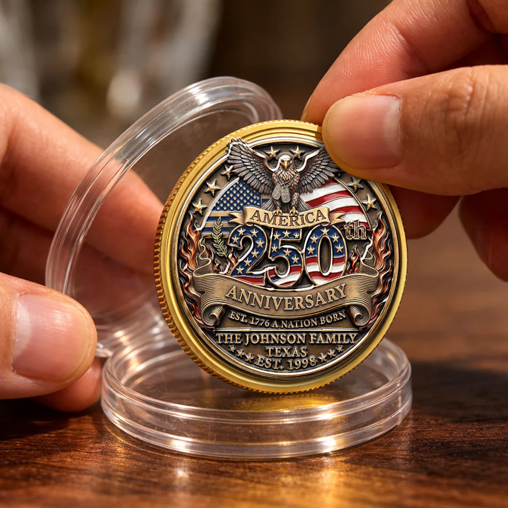 America 250th Anniversary Family Celebration - Personalized Custom Commemorative Keepsake Coin - Image 3
