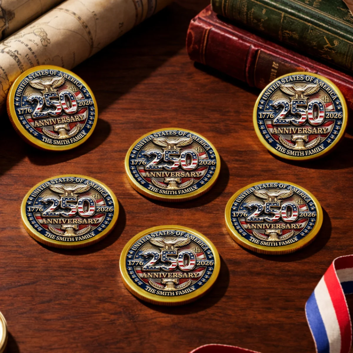 America 250th Anniversary Family Celebration - Personalized Custom Commemorative Keepsake Coin - Image 7