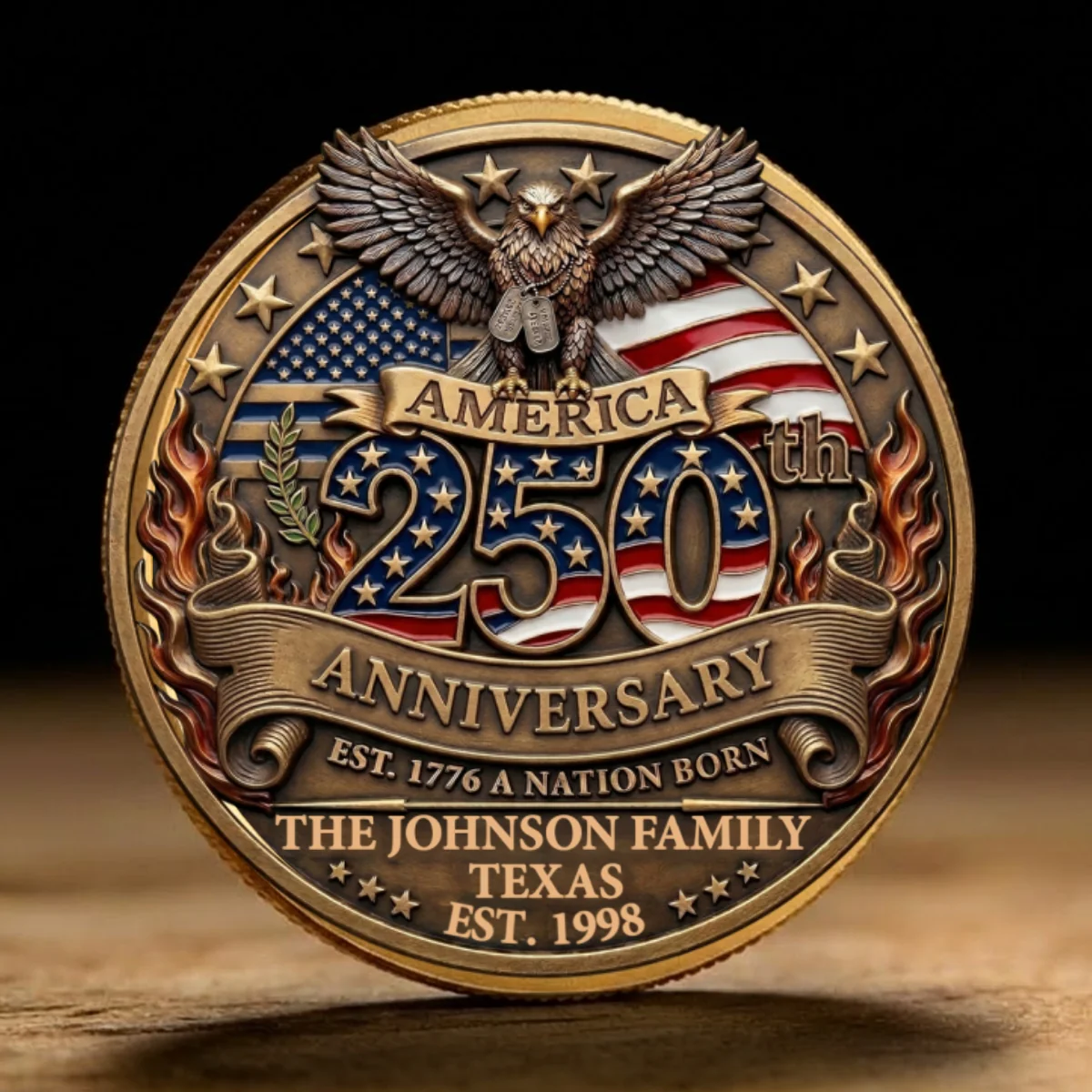 America 250th Anniversary Family Celebration - Personalized Custom Commemorative Keepsake Coin - Image 8