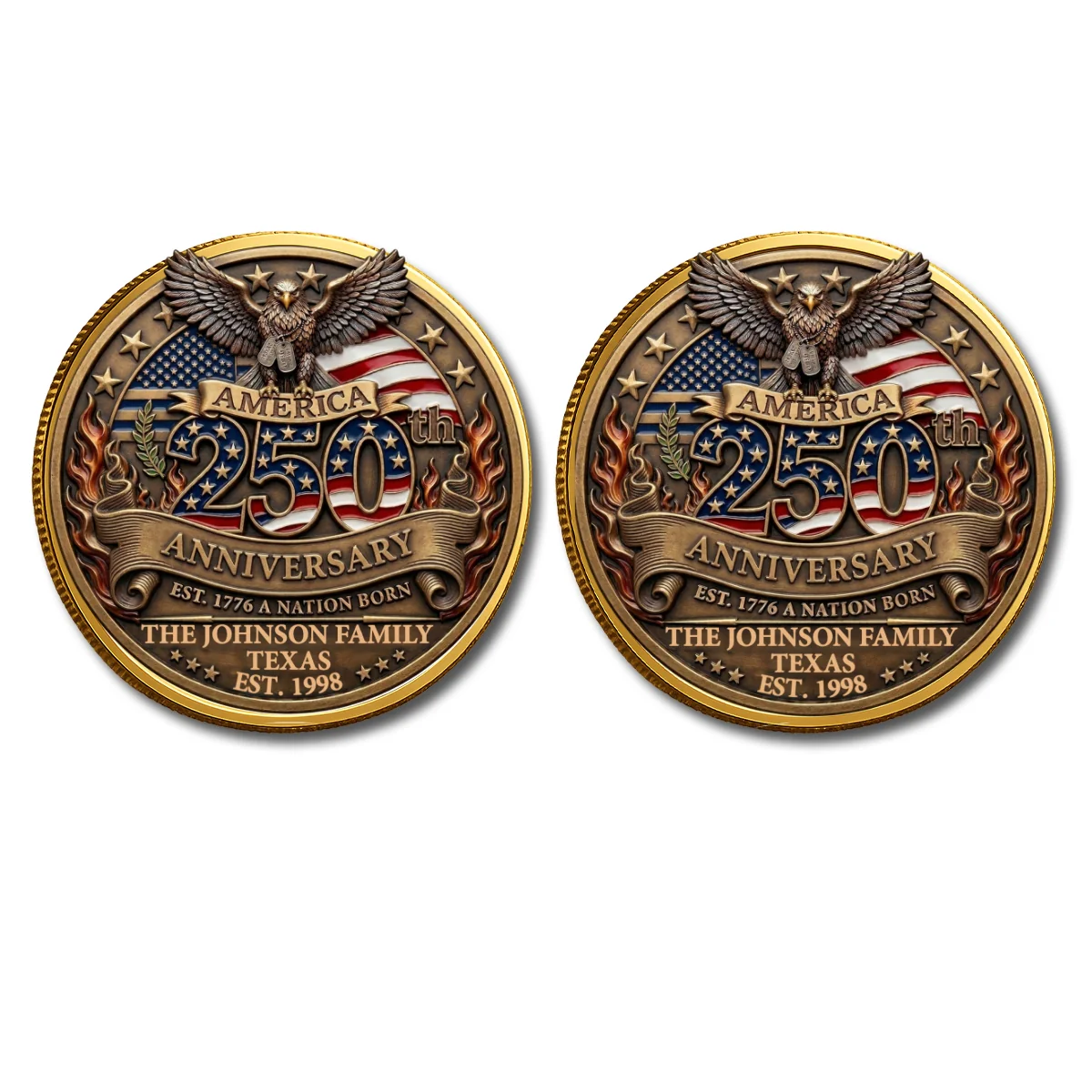 America 250th Anniversary Family Celebration - Personalized Custom Commemorative Keepsake Coin - Image 9