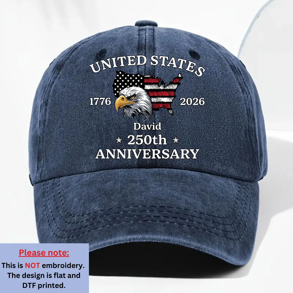 America Proud Then And Now - Personalized Custom Vintage Washed Denim Cap - Image 8