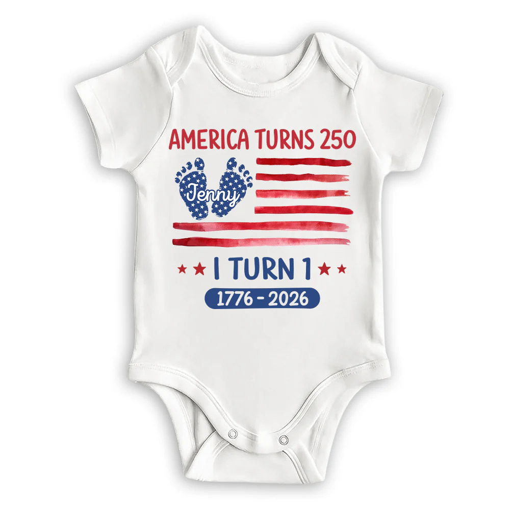 America Turns 250 I Turn 1 - Personalized Custom Baby Onesie