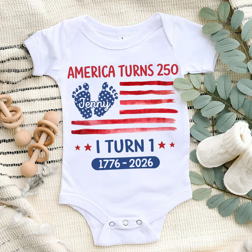 America Turns 250 I Turn 1 - Personalized Custom Baby Onesie - Image 5