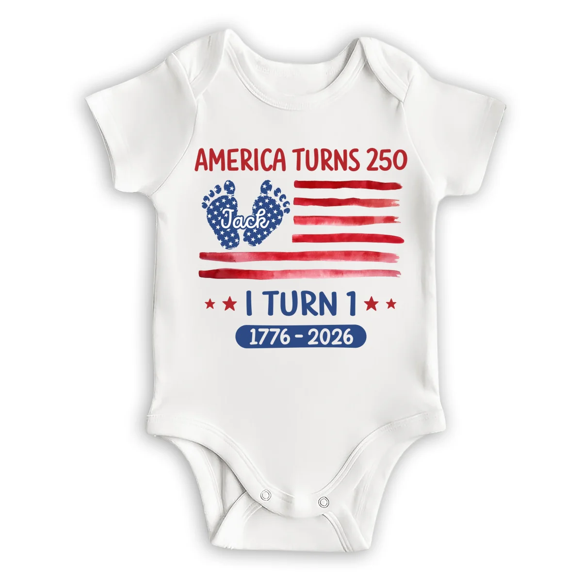 America Turns 250 I Turn 1 - Personalized Custom Baby Onesie - Image 7