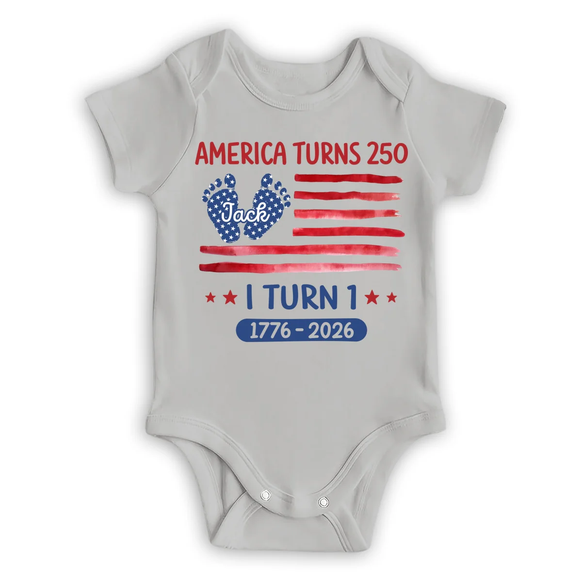 America Turns 250 I Turn 1 - Personalized Custom Baby Onesie - Image 8