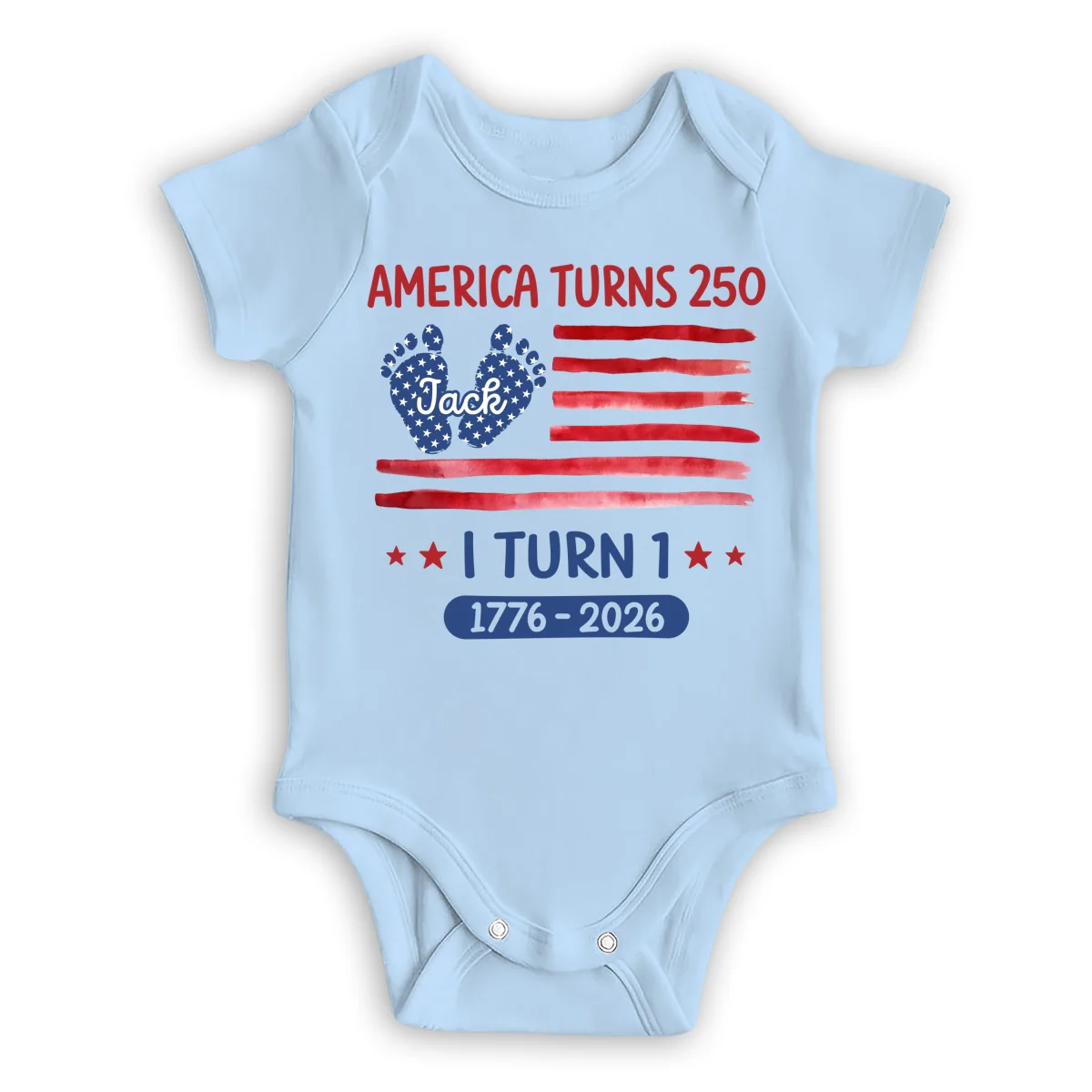 America Turns 250 I Turn 1 - Personalized Custom Baby Onesie - Image 9