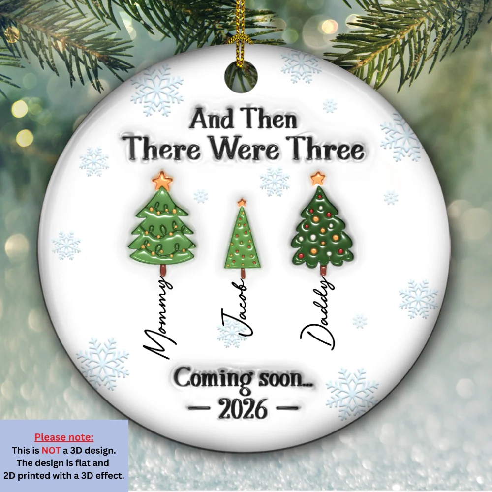 And Then There Were Three - Personalized Custom 3D Inflated Effect Ceramic Ornament - Image 5