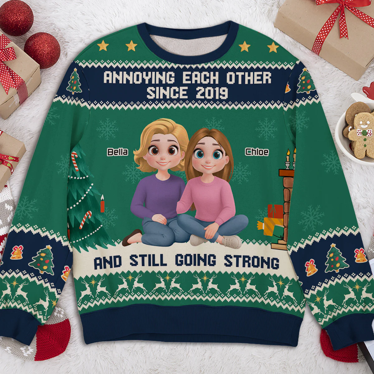 Annoying Each Other Christmas - Personalized Custom All-Over-Print Sweatshirt - Image 2