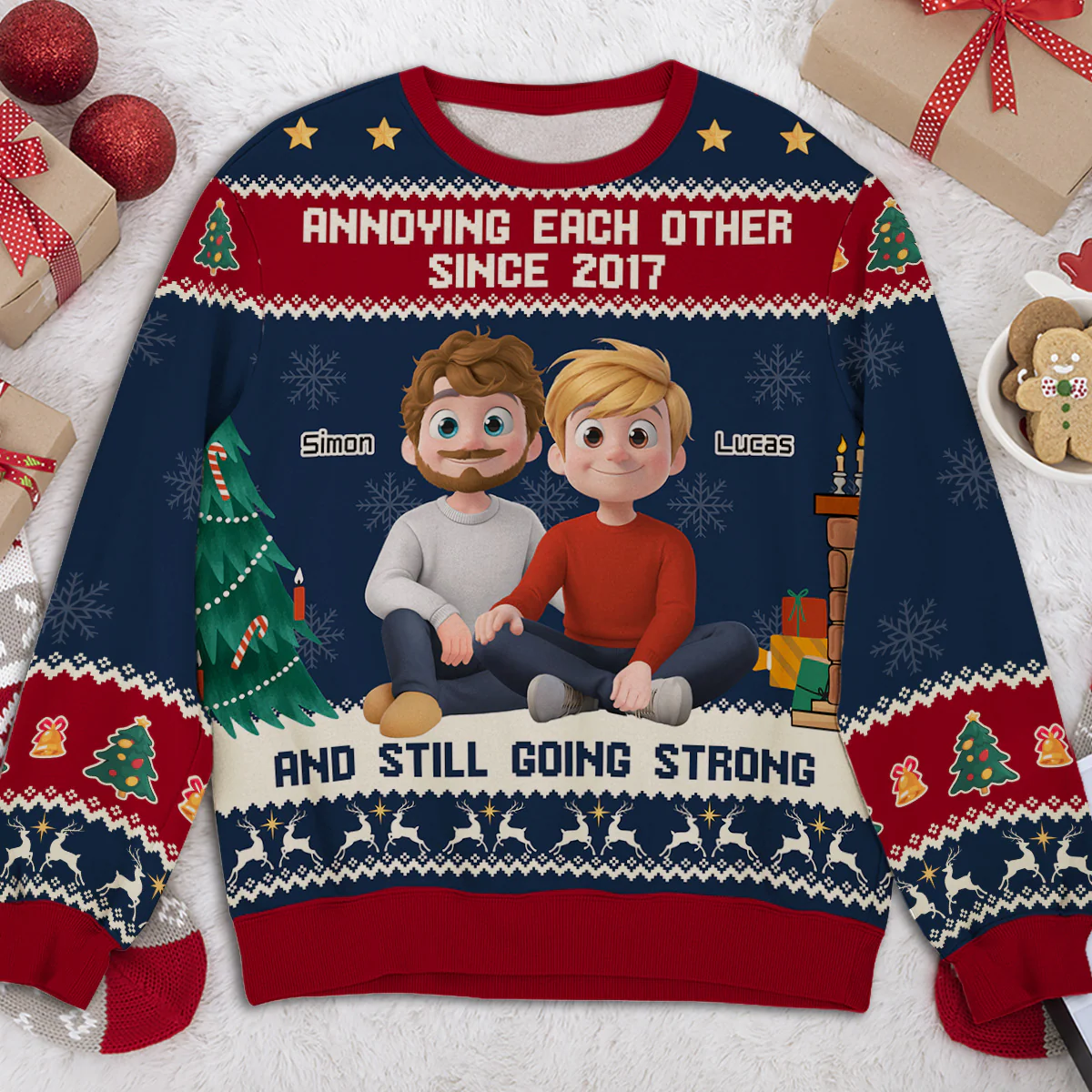 Annoying Each Other Christmas - Personalized Custom All-Over-Print Sweatshirt - Image 3