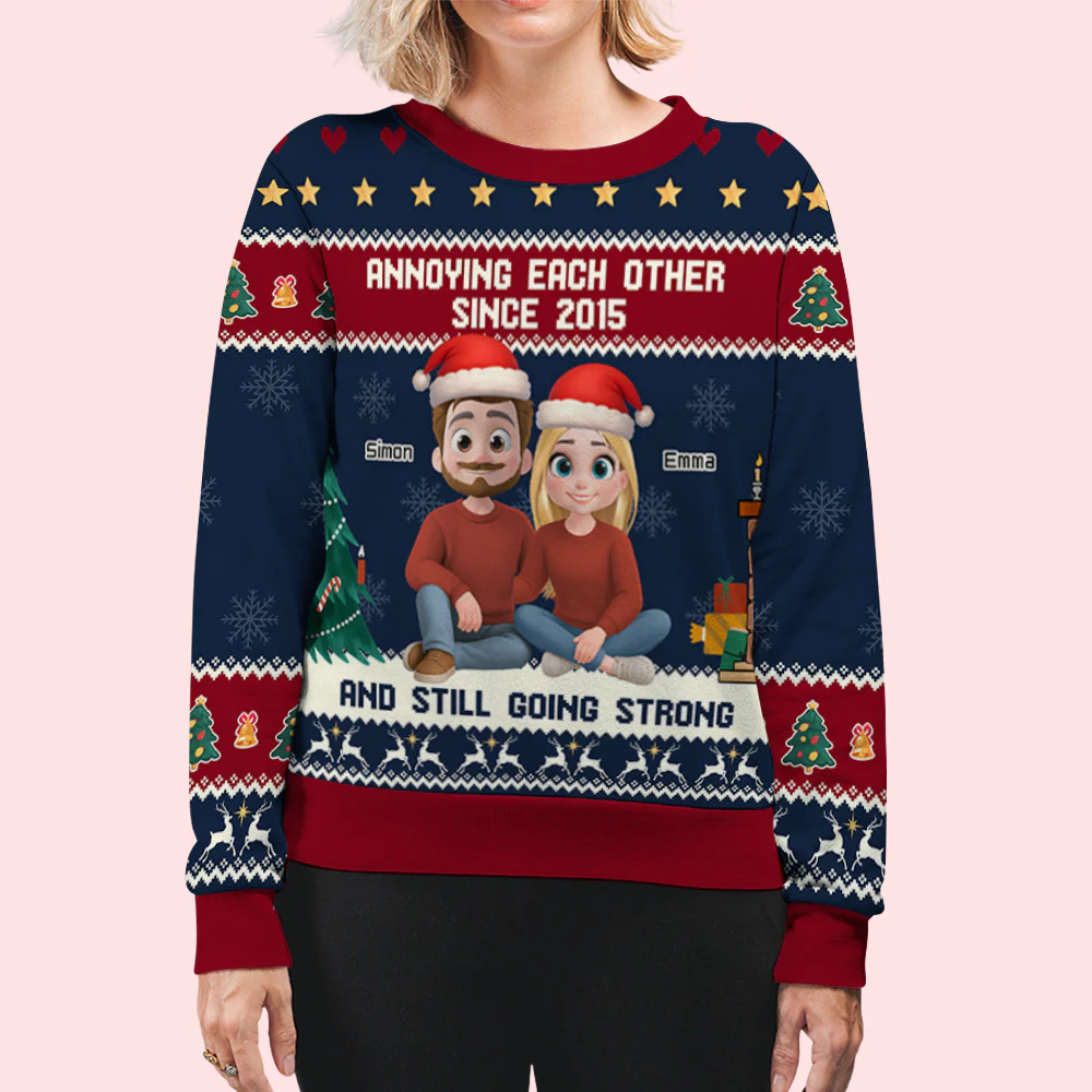 Annoying Each Other Christmas - Personalized Custom All-Over-Print Sweatshirt - Image 5