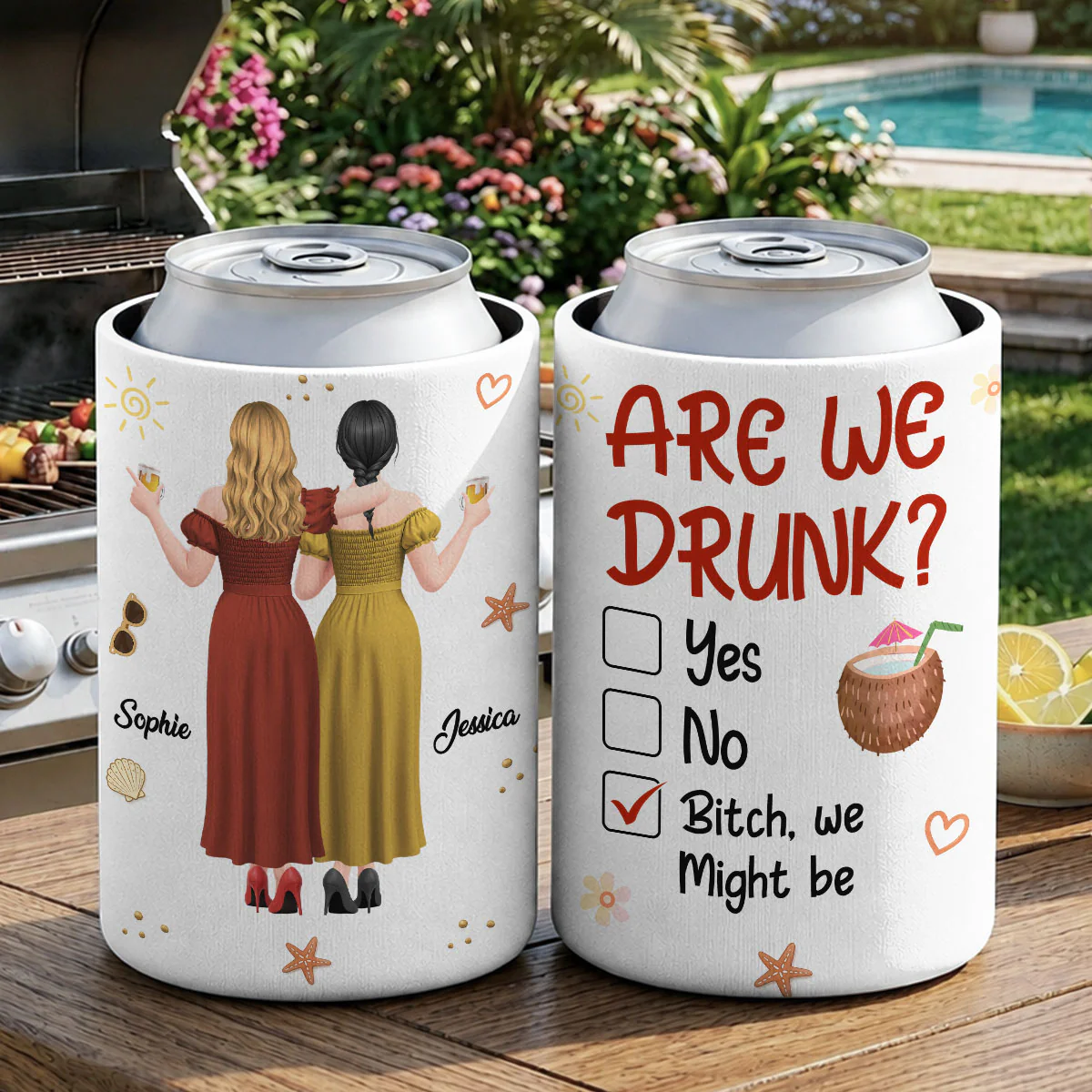 Are We Drunk - Personalized Custom Skinny Can Cooler - Image 2