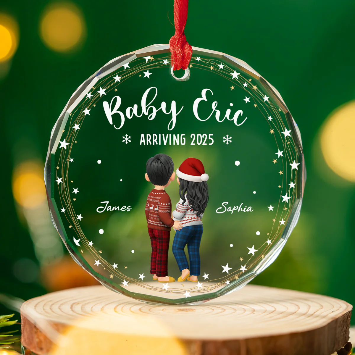 Arrive To The World - Personalized Custom Glass Ornament - Image 3