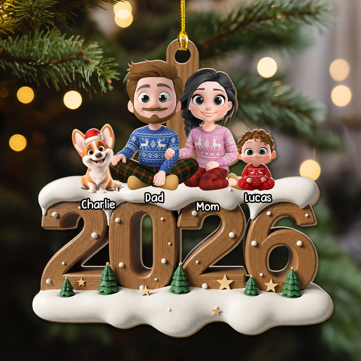 As A Family Now Onwards - Personalized Custom 3D Effect Wood Ornament