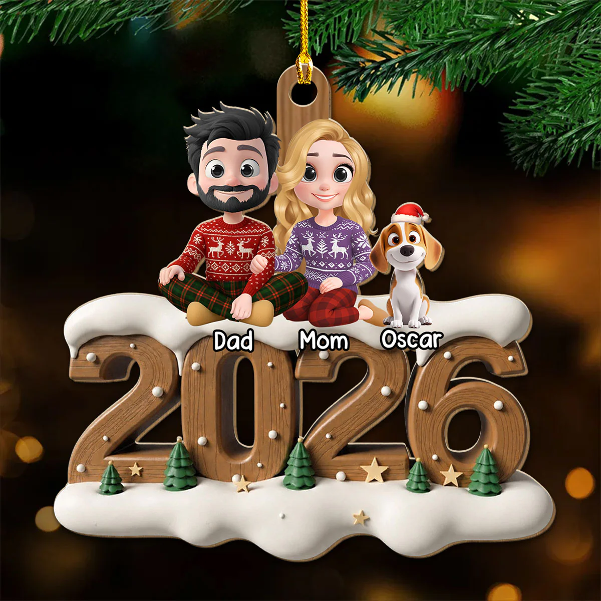 As A Family Now Onwards - Personalized Custom 3D Effect Wood Ornament - Image 2