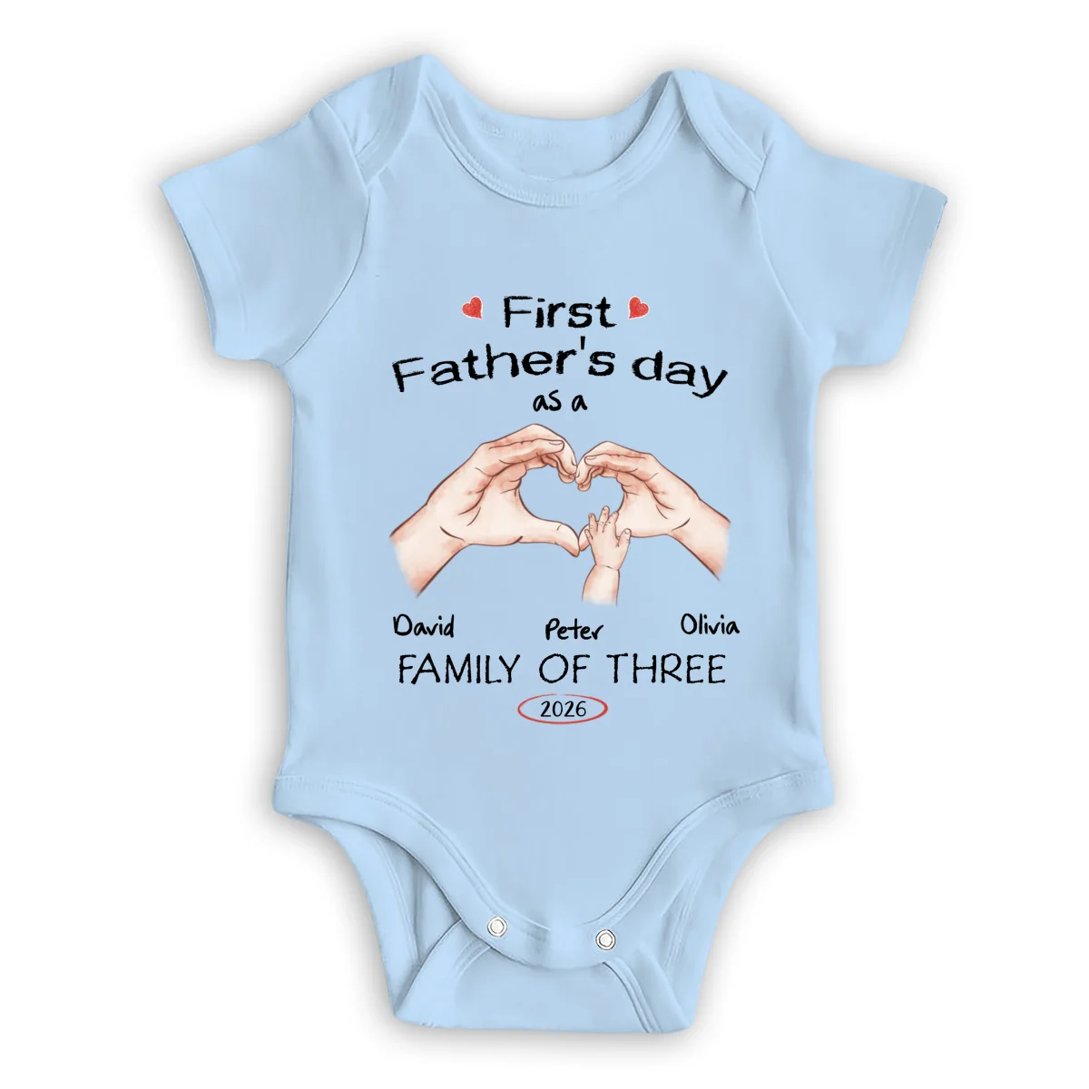As A Family Of Three Fathers Day - Personalized Custom Baby Onesie - Image 7