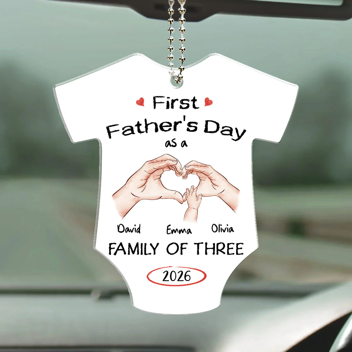 As A Family Of Three Fathers Day - Personalized Custom Car Ornament