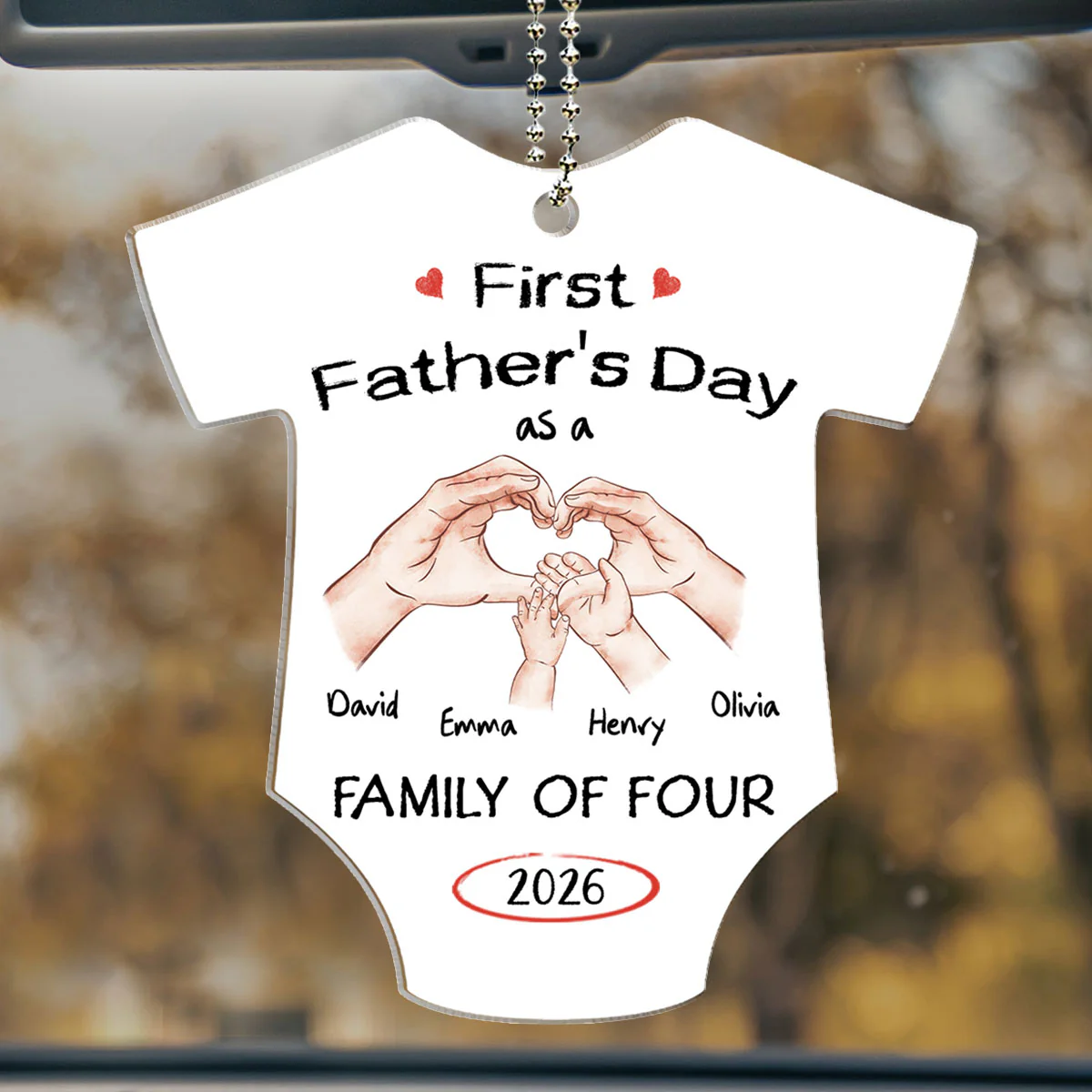 As A Family Of Three Fathers Day - Personalized Custom Car Ornament - Image 4