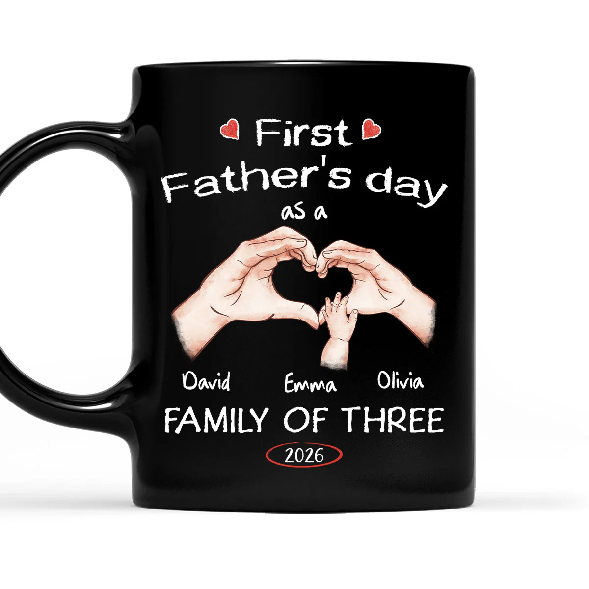 As A Family Of Three Fathers Day - Personalized Custom Coffee Mug