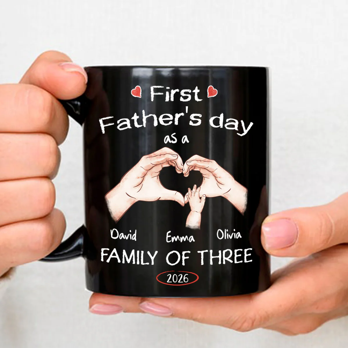 As A Family Of Three Fathers Day - Personalized Custom Coffee Mug - Image 3