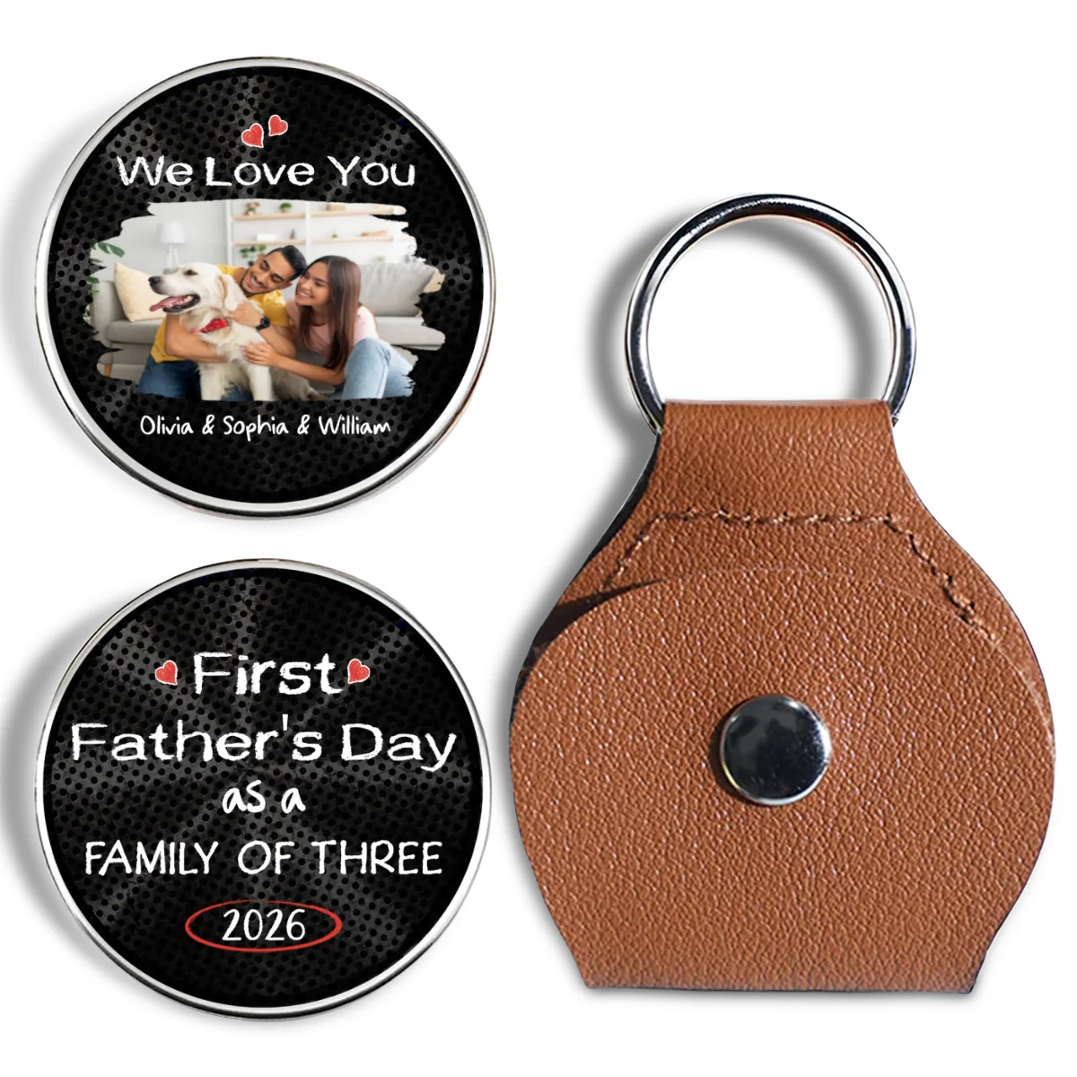 As A Family Of Three Fathers Day Photo - Personalized Custom Pocket Hug - Image 3