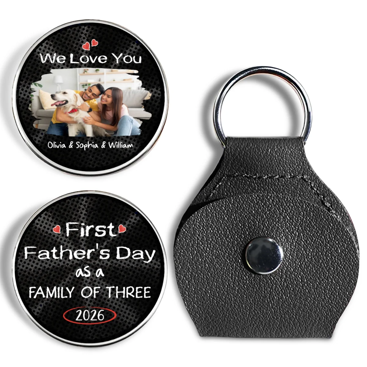 As A Family Of Three Fathers Day Photo - Personalized Custom Pocket Hug - Image 4