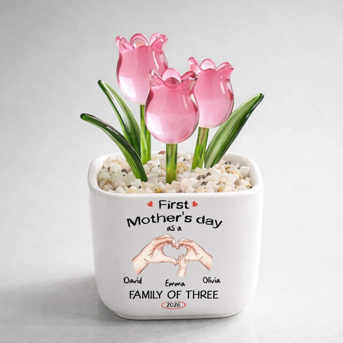As A Family Of Three - Personalized Custom Glass Everlasting Tulips - Image 8