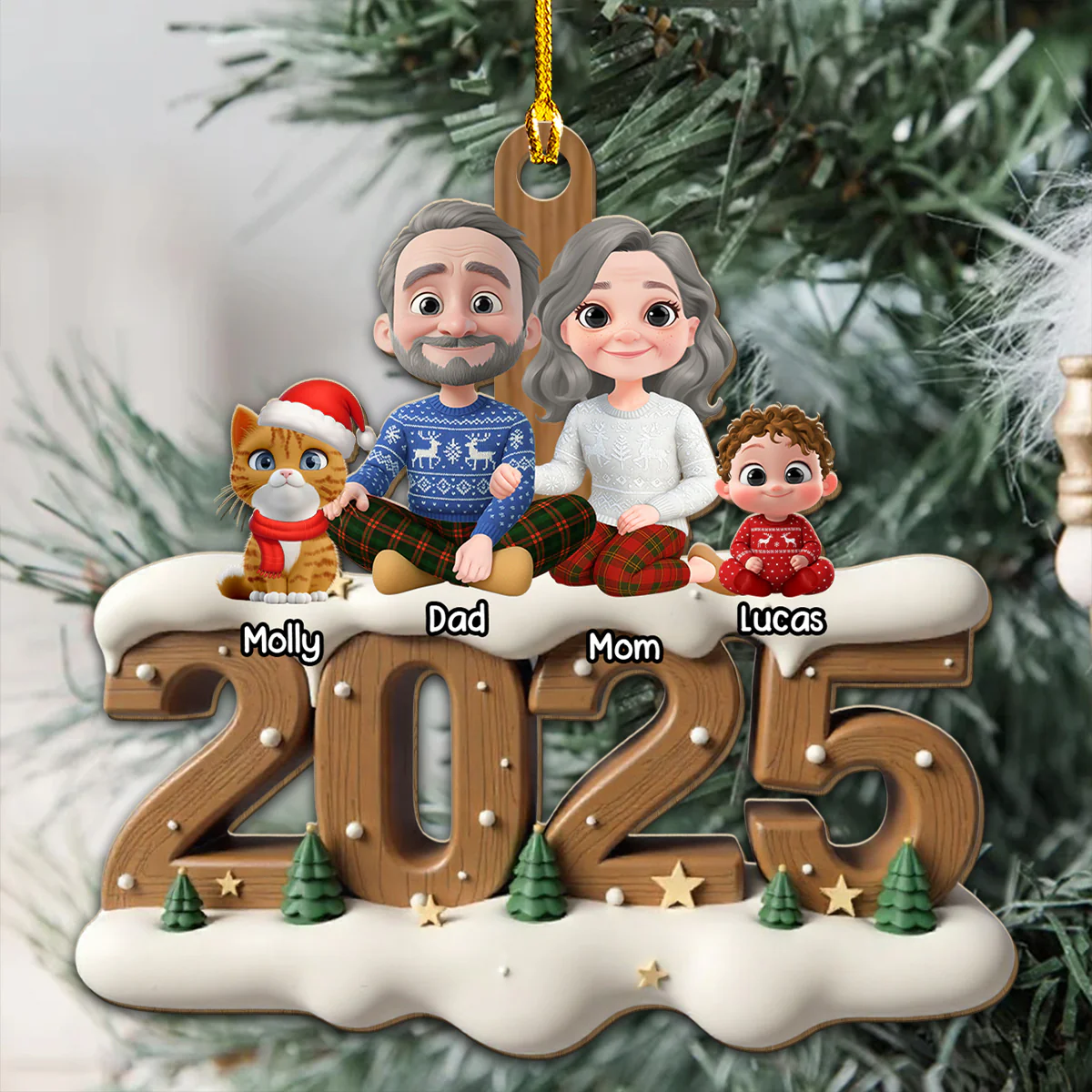 As A Family With Fur Babies Extended Ver - Personalized Custom 3D Effect Wood Ornament - Image 3