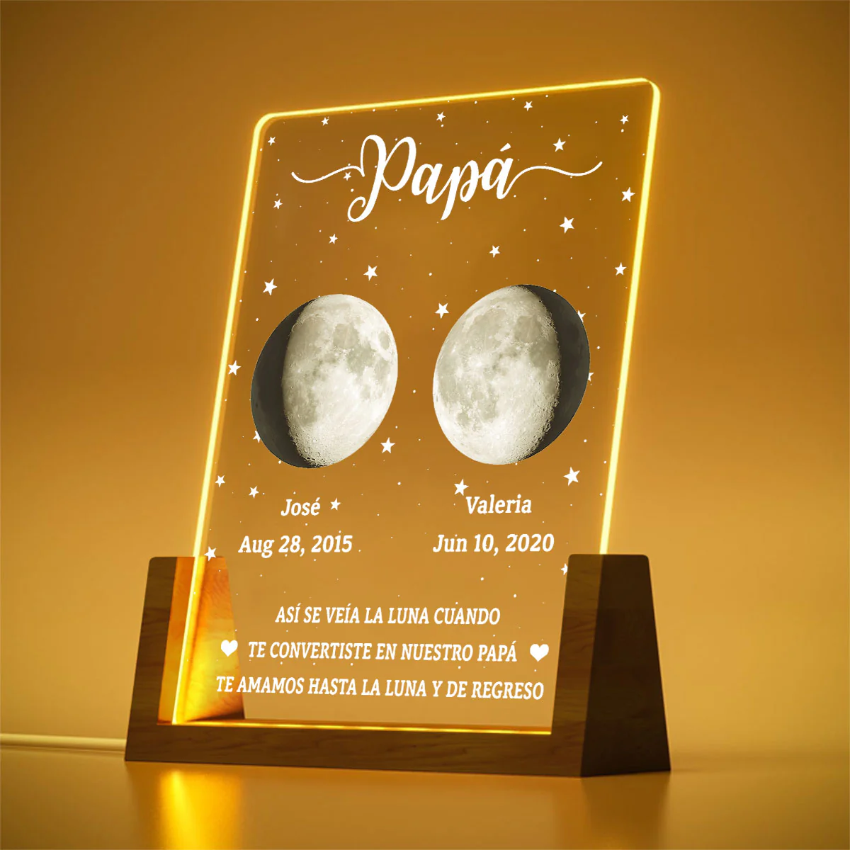 Así Se Veía La Luna - Placa Personalizada Con Base De Nogal - Image 5