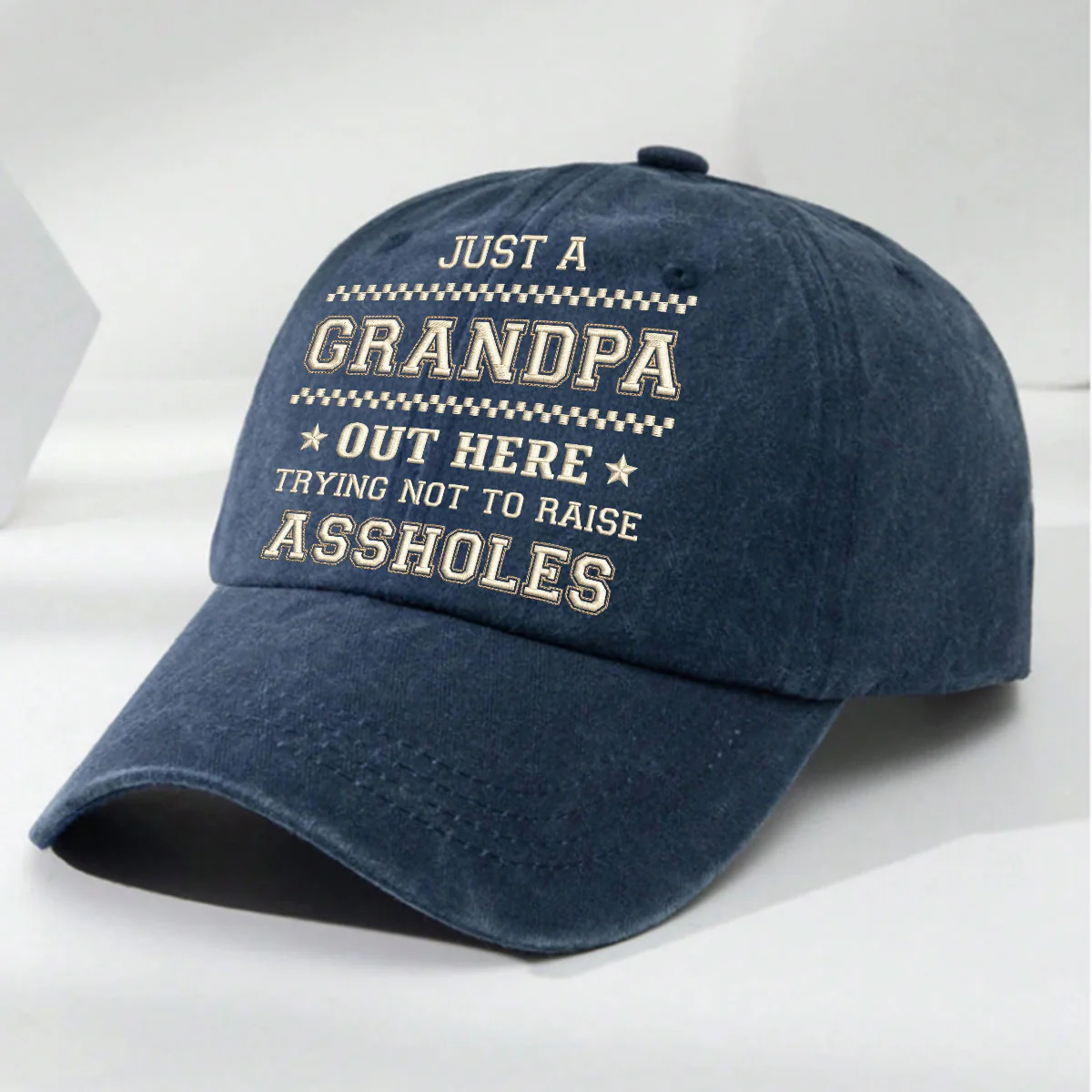 Asshole Number One - Personalized Custom Vintage Washed Denim Cap - Image 2