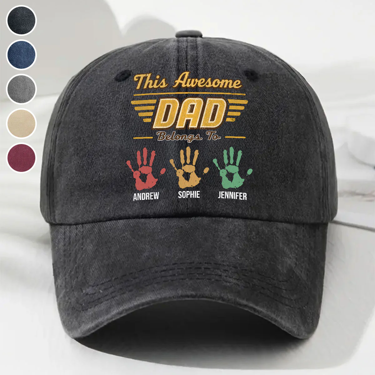 Awesome Daddy - Personalized Custom Vintage Washed Denim Cap