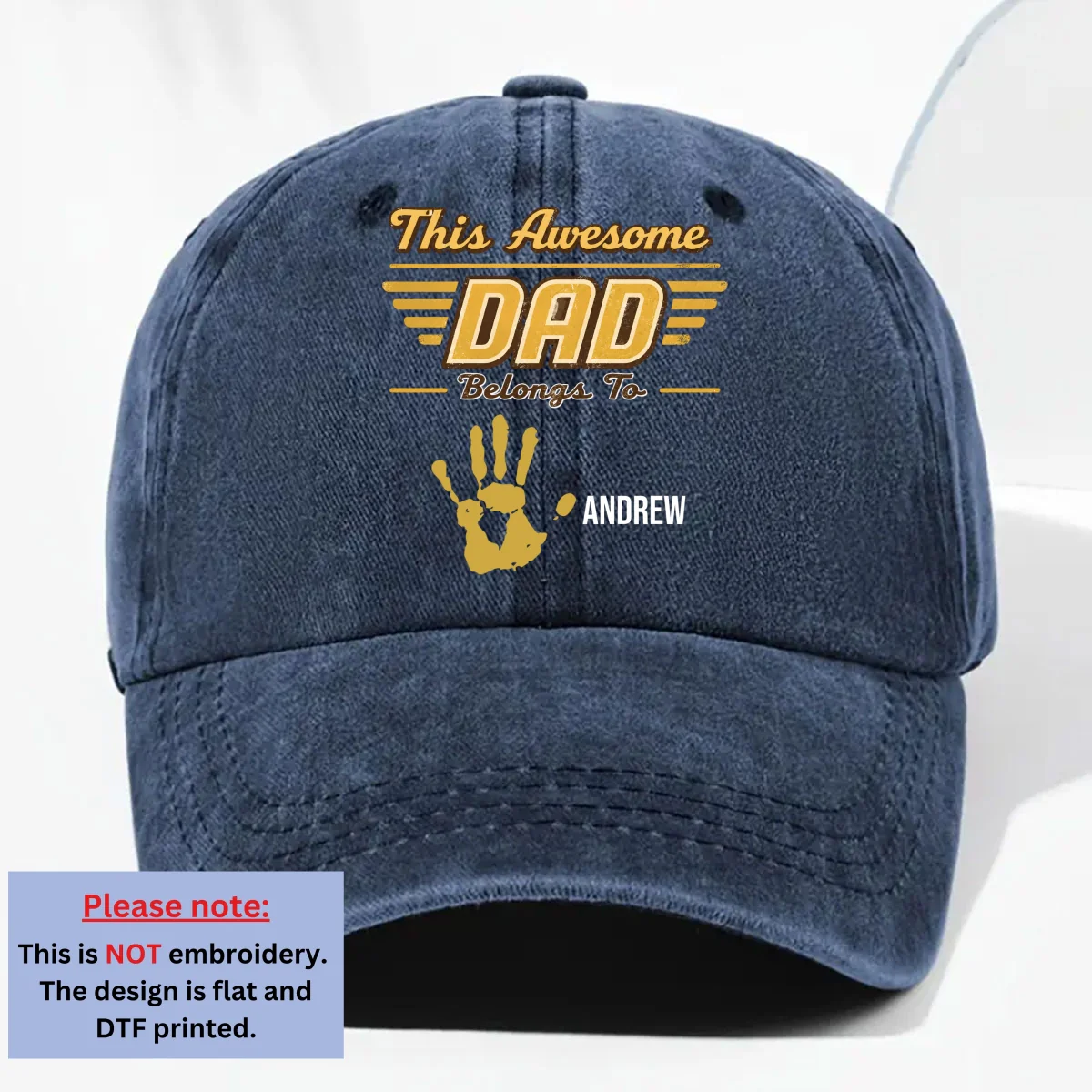 Awesome Daddy - Personalized Custom Vintage Washed Denim Cap - Image 10