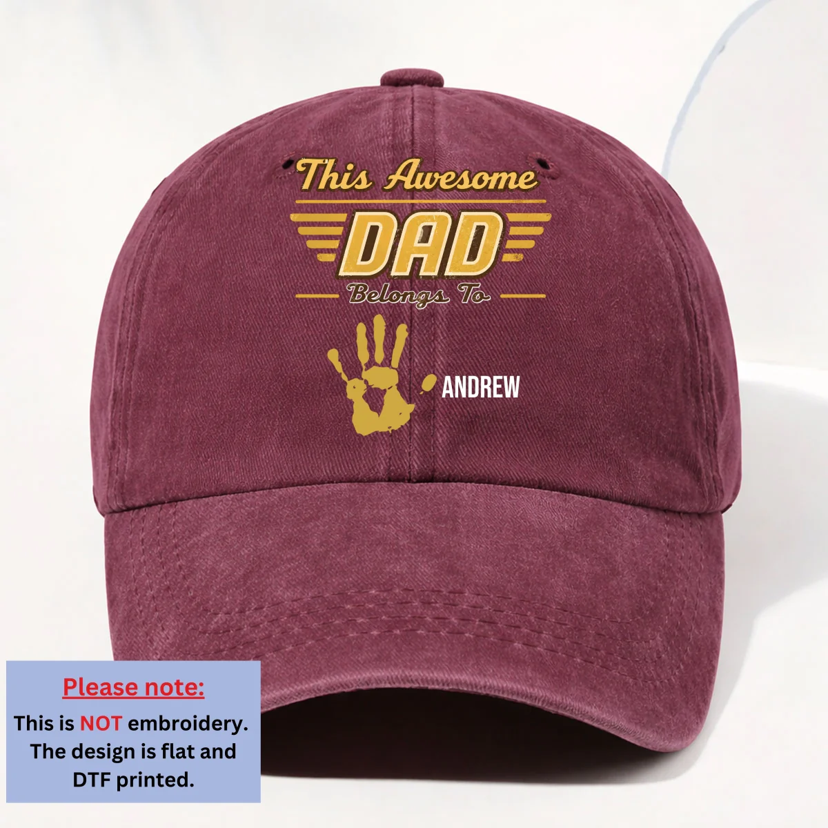 Awesome Daddy - Personalized Custom Vintage Washed Denim Cap - Image 11