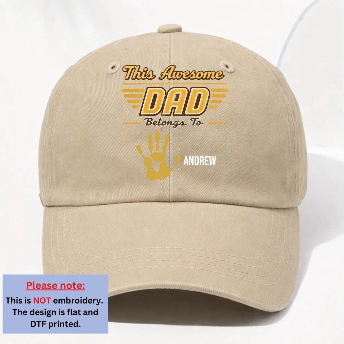 Awesome Daddy - Personalized Custom Vintage Washed Denim Cap - Image 12