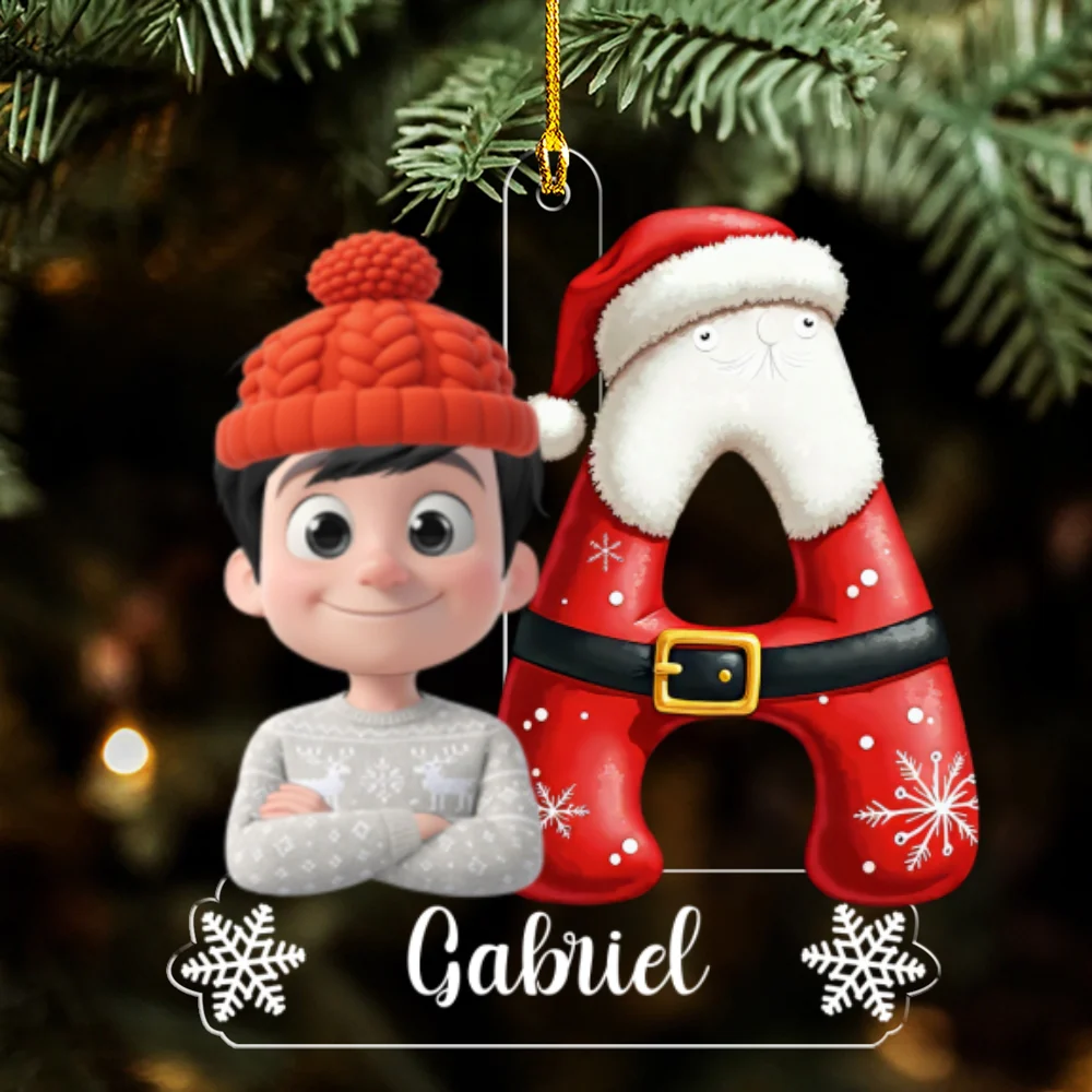 Baby And Santa - Personalized Custom Acrylic Ornament - Image 7