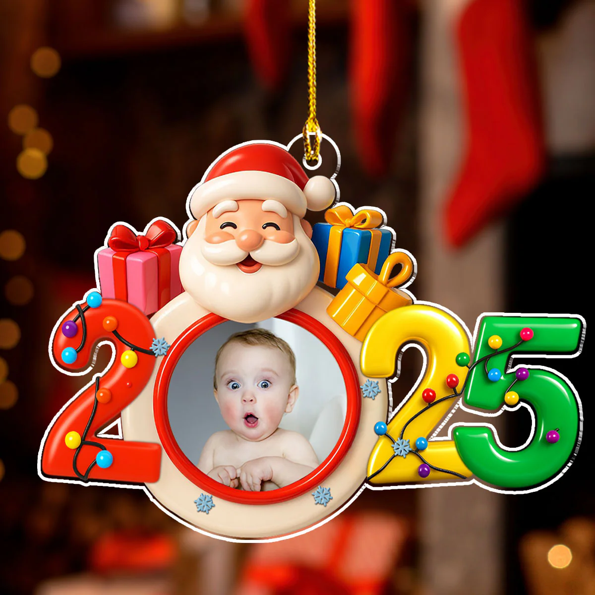 Baby Happy Christmas - Personalized Custom Acrylic Ornament - Image 3