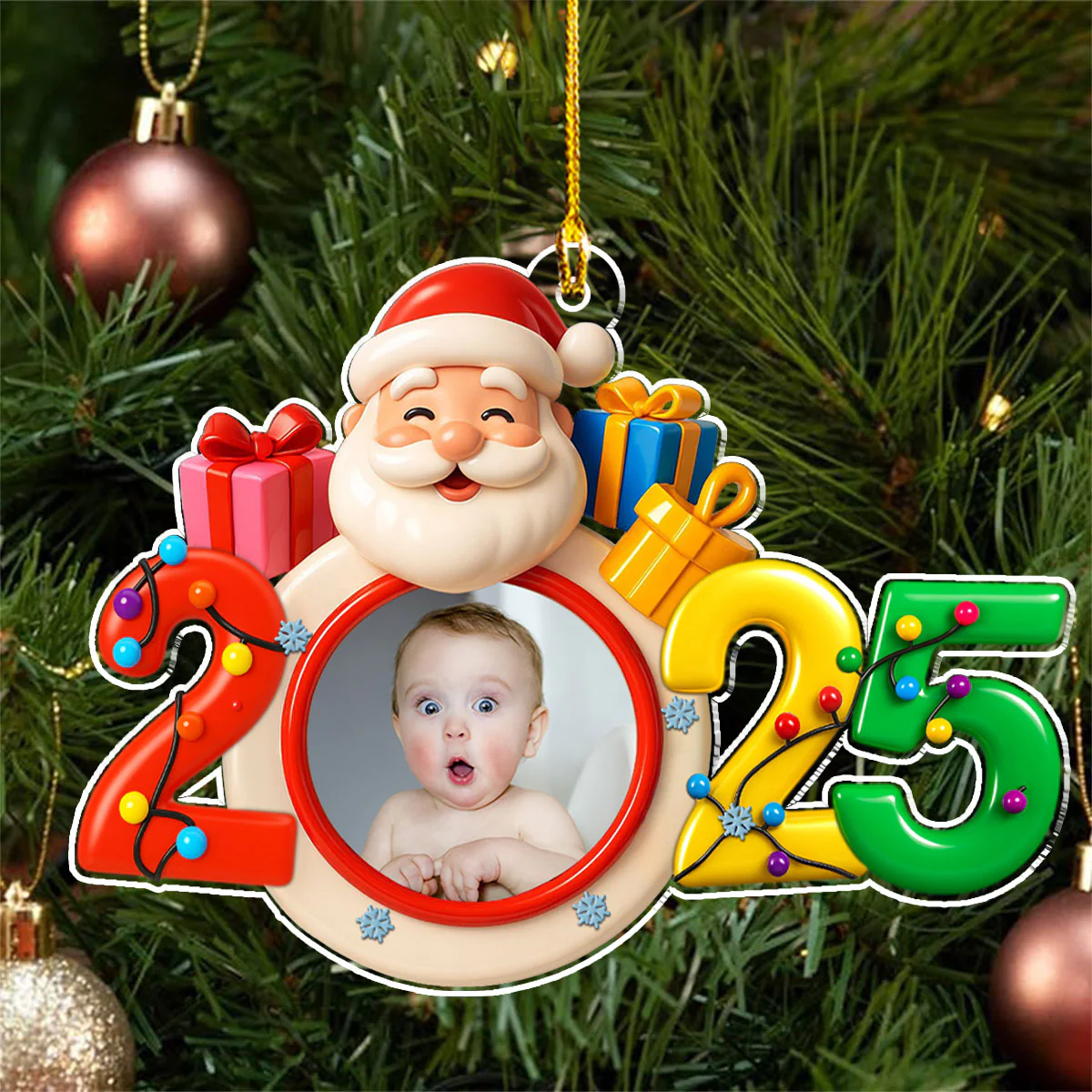 Baby Happy Christmas - Personalized Custom Acrylic Ornament - Image 4