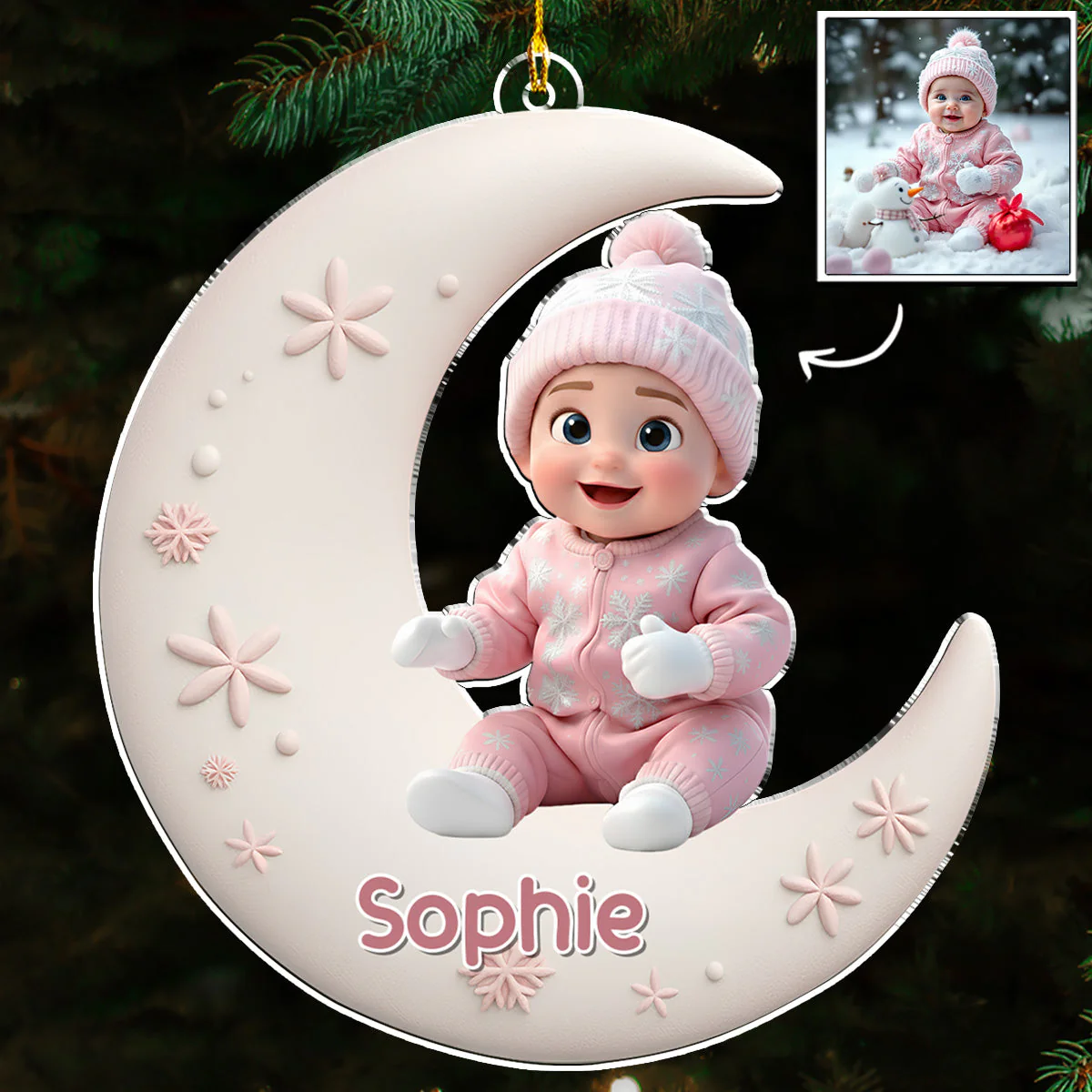 Baby Sleep On The Moon - Personalized Custom Acrylic Ornament