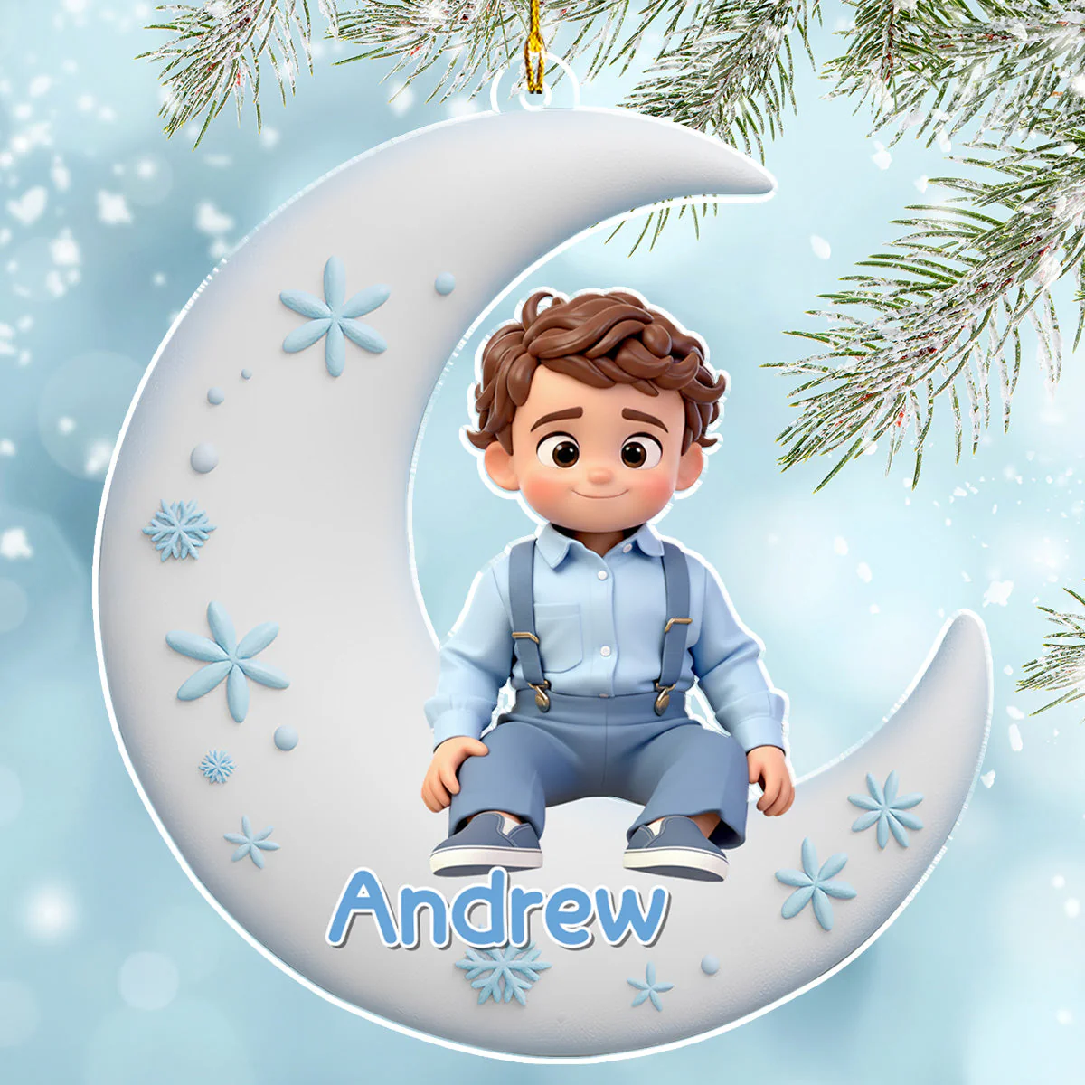 Baby Sleep On The Moon - Personalized Custom Acrylic Ornament - Image 4