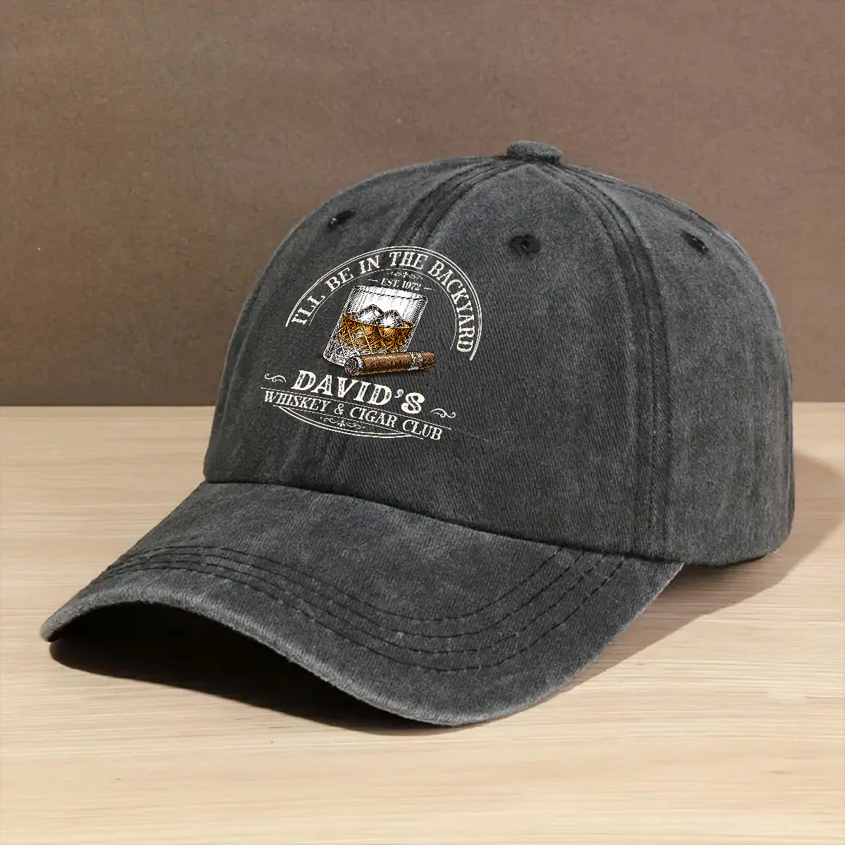 Be In The Backyard - Personalized Custom Vintage Washed Denim Cap - Image 2