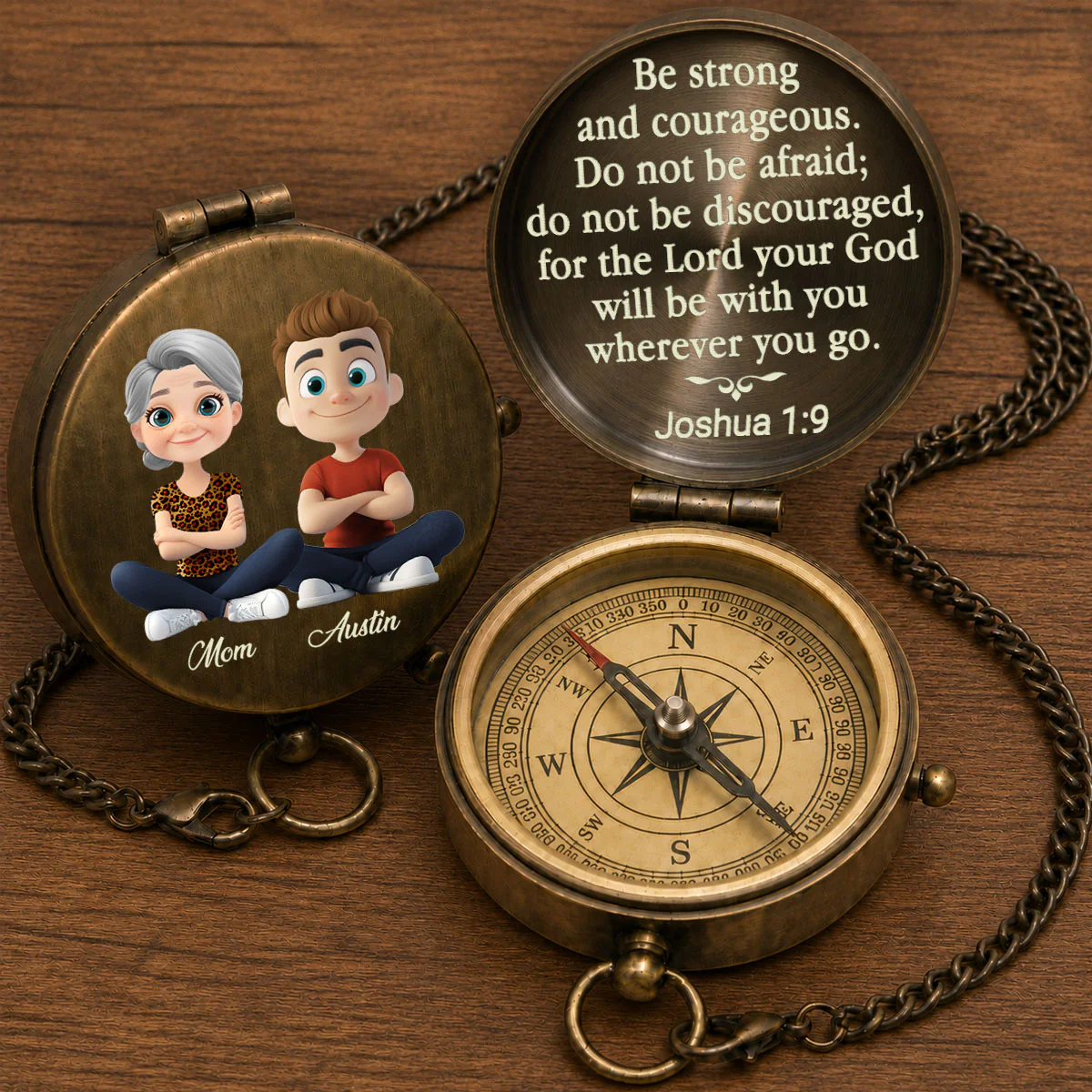 Be Strong And Courageous - Personalized Custom Pocket Compass - Image 6