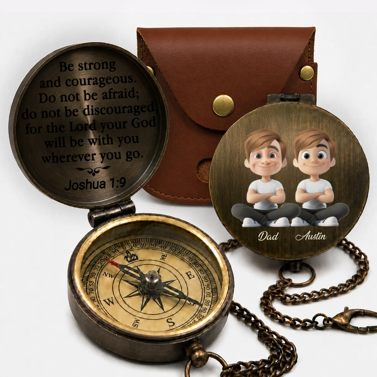 Be Strong And Courageous - Personalized Custom Pocket Compass - Image 9