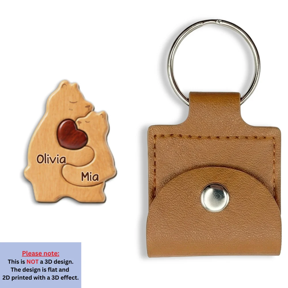Bear Mom - Personalized Custom 3D Effect Wooden Pocket Hug - Image 6