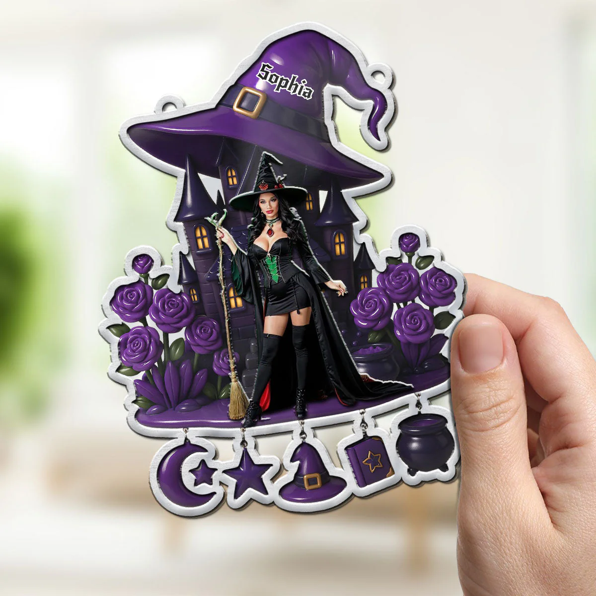 Beautiful Witch - Personalized Custom Suncatcher - Image 5