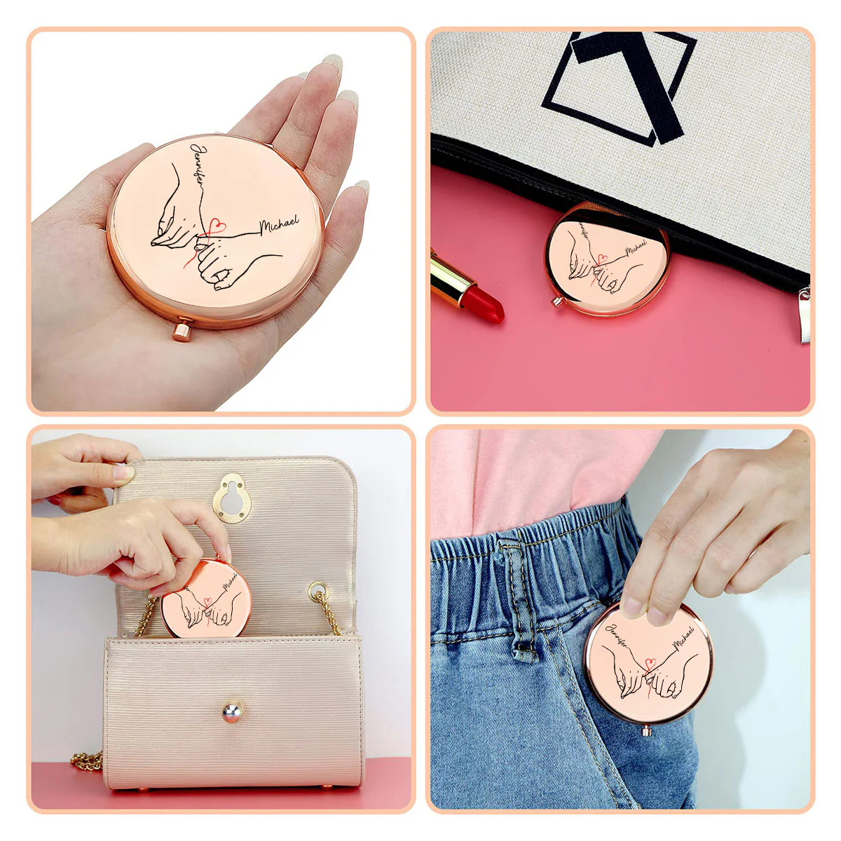 Beauty Reflected Through Love - Personalized Custom Compact Mirror - Image 4