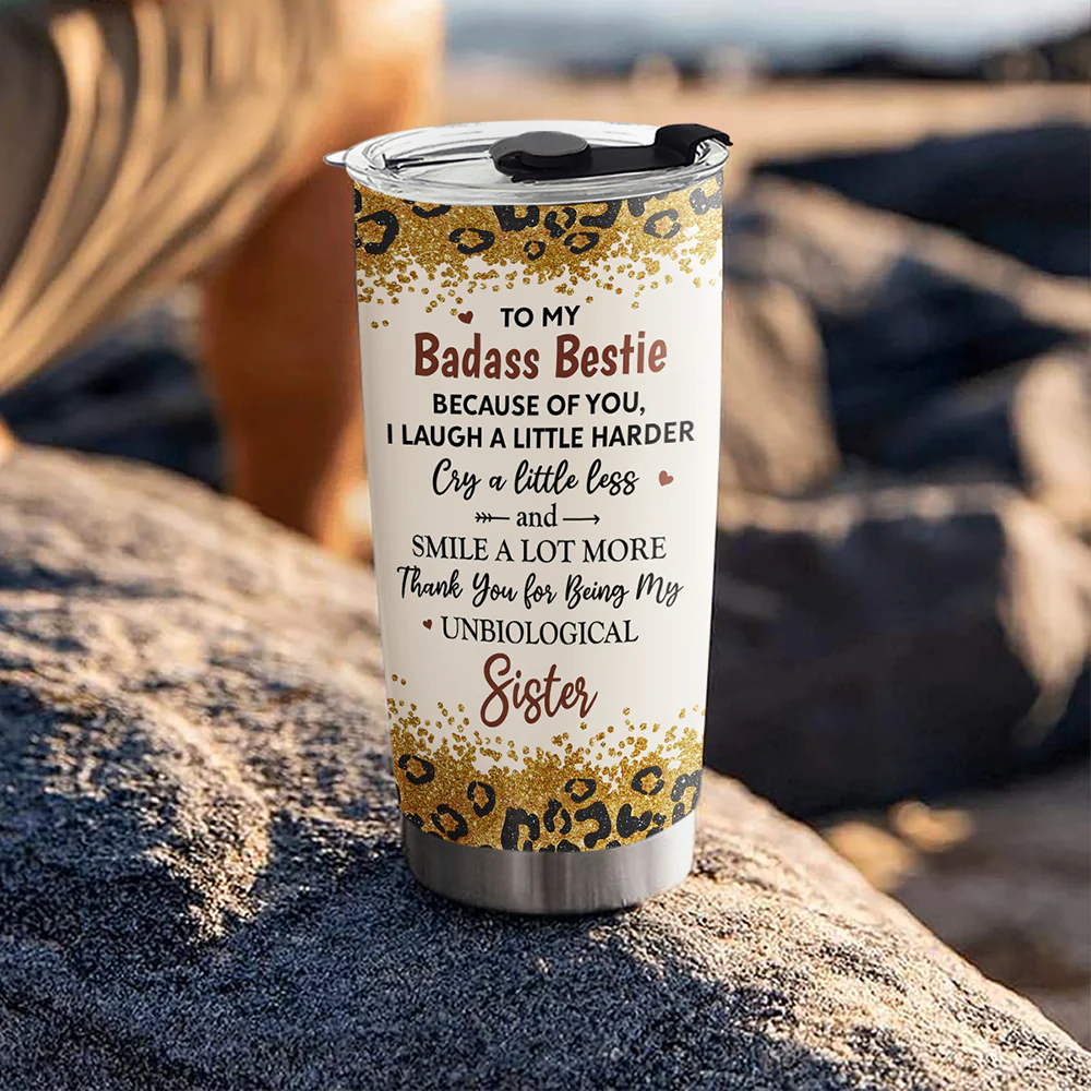 Because Of You I Laugh A Little Harder - Personalized Custom Tumbler - Image 6