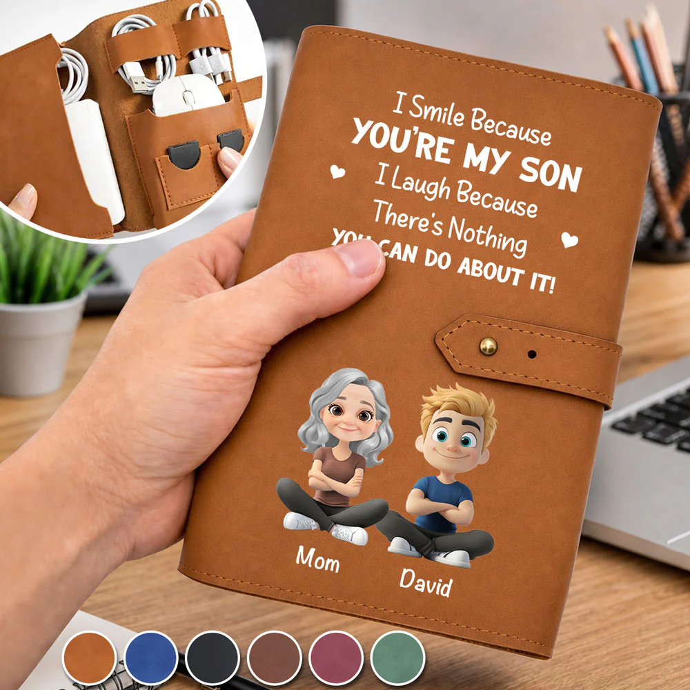 Because You Are My Son - Personalized Custom Leather Charger Bag