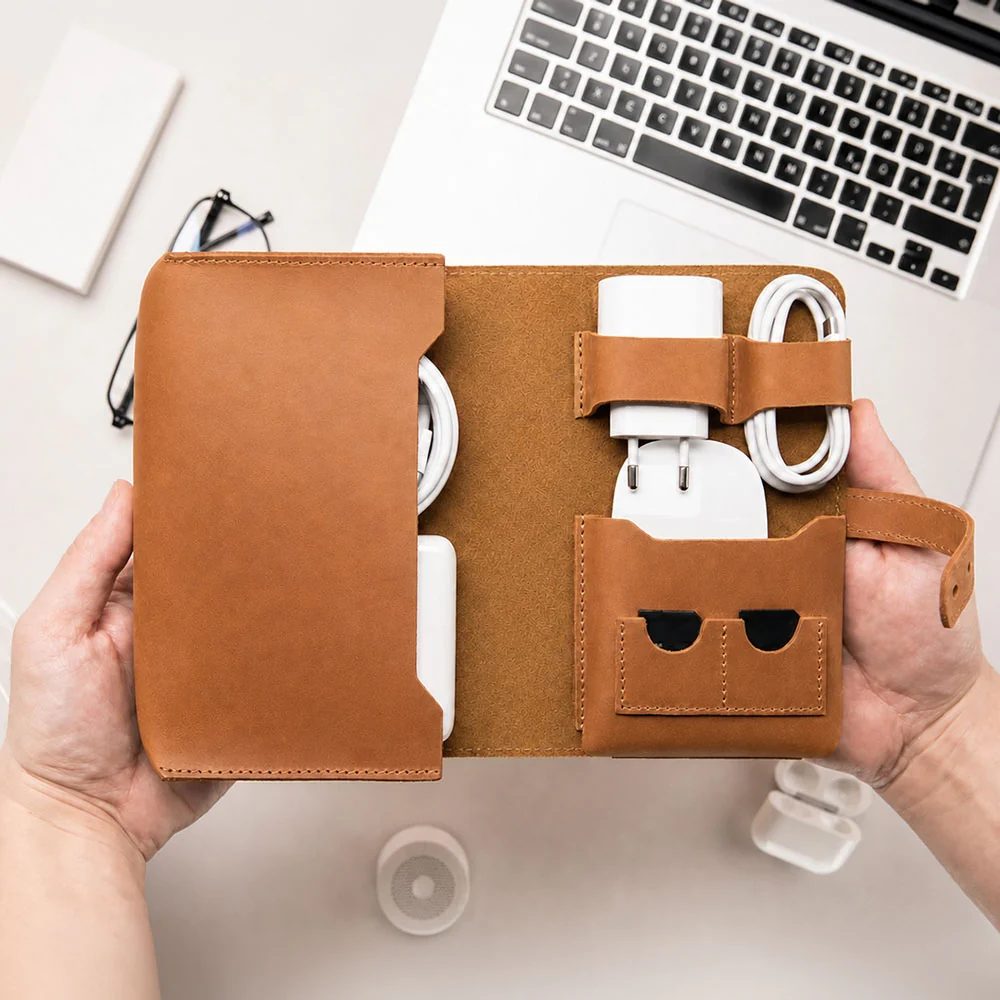 Because You Are My Son - Personalized Custom Leather Charger Bag - Image 5